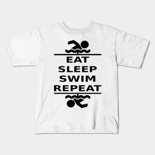 Eat, Sleep, Swim, Repeat (black) Kids T-Shirt